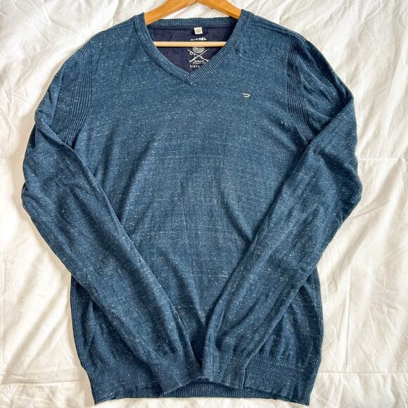 Diesel Blue V-Neck Knit Sweater Men’s Size Medium Cotton Blend Casual Pullover - Picture 5 of 7